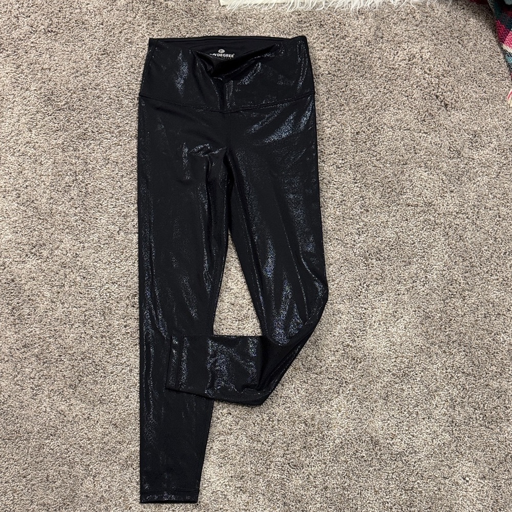90 Degree By Reflex Black Shiny High-Rise Leggings